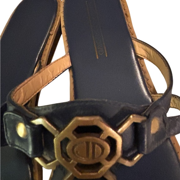 Women’s Circa Joan David ROYAL BLUE Leather Flat Sandals Size 9 Medium - Picture 4 of 6